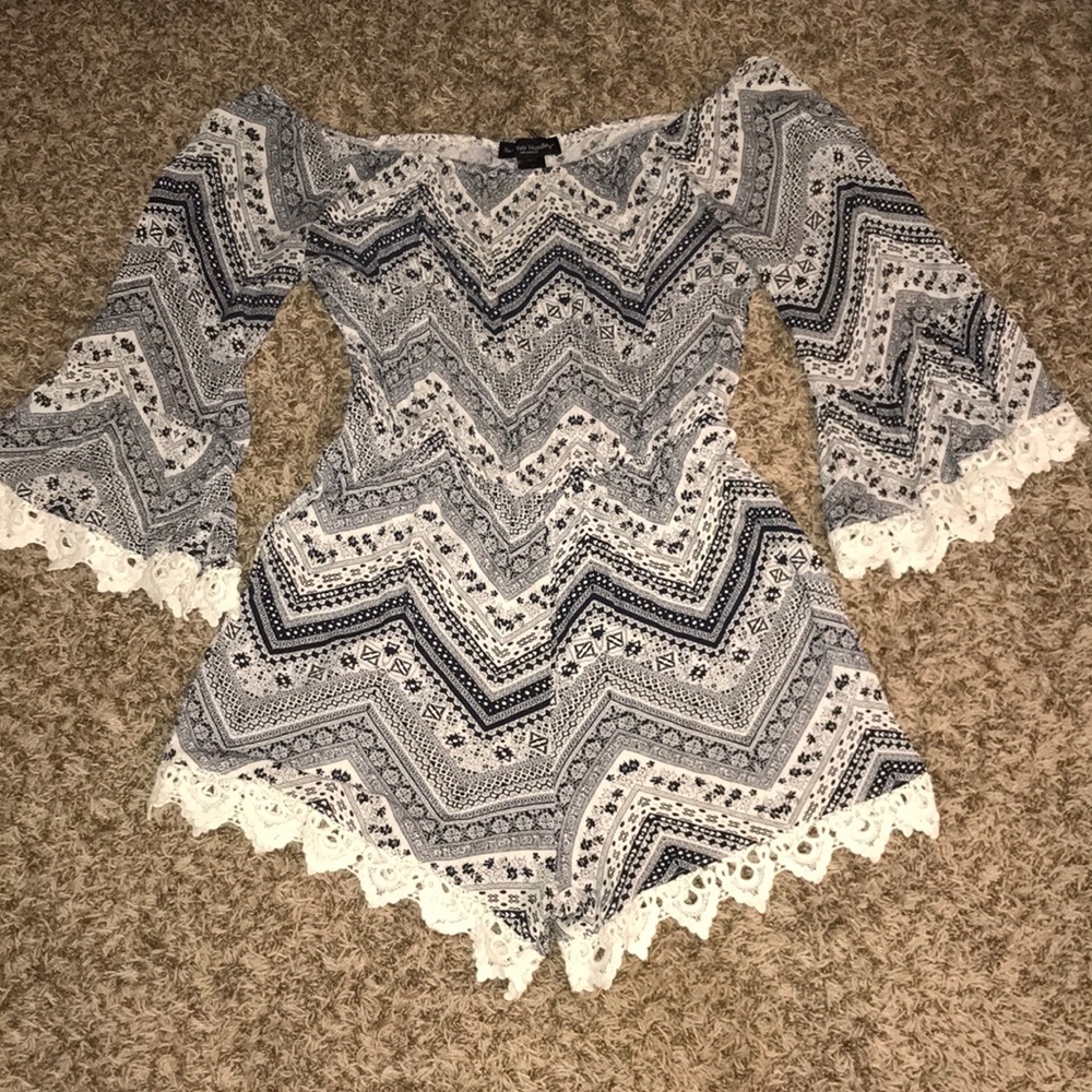 See You Monday navy/white romper